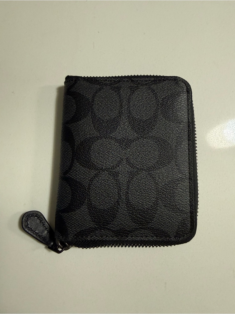 Coach Black Signature Zip Cardholder